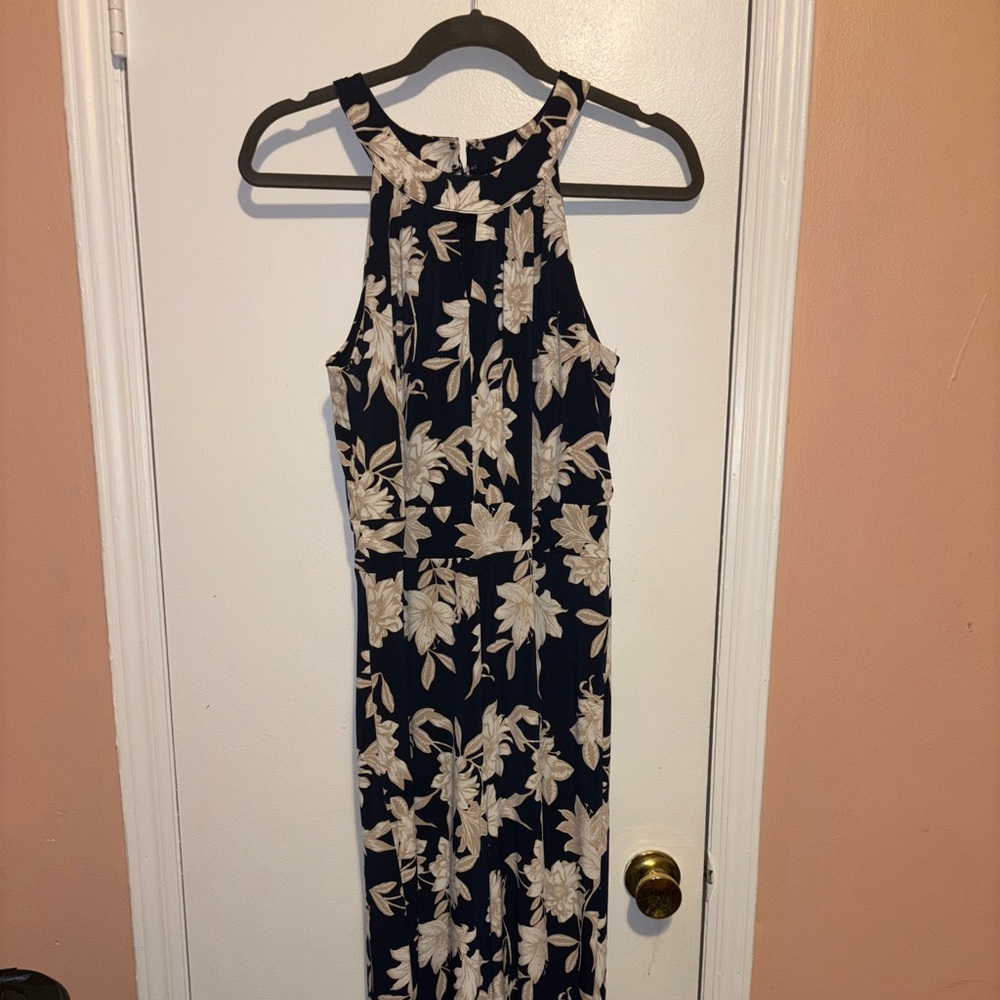 Roz & Ali Navy and Cream Floral Jumpsuit